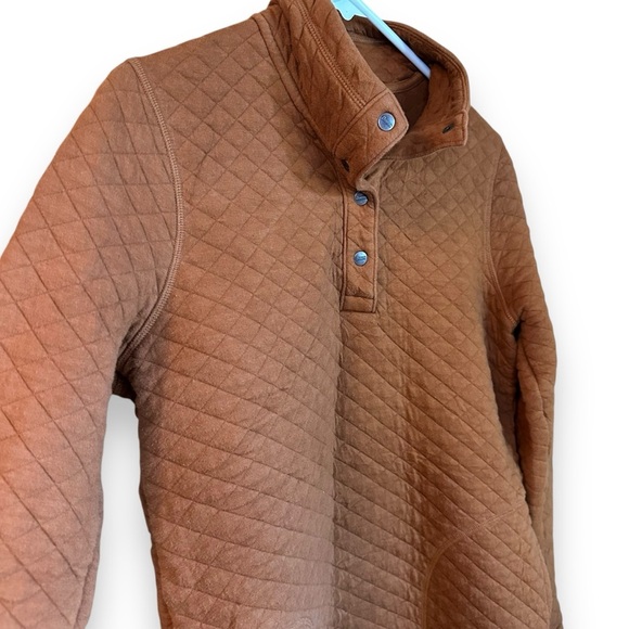 Duluth Trading Co Brown Quilted Snap Pullover Sweatshirt Sz S - Picture 2 of 6